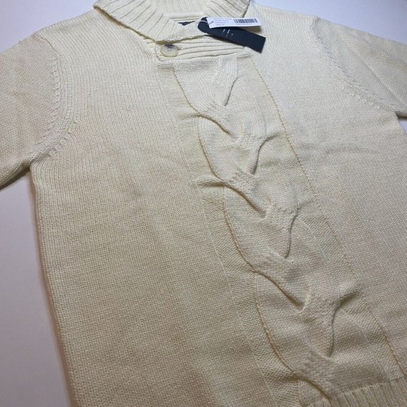 Casual Men Solid Ribbed Knit Sweater pullover size medium color lvory - Picture 3 of 9